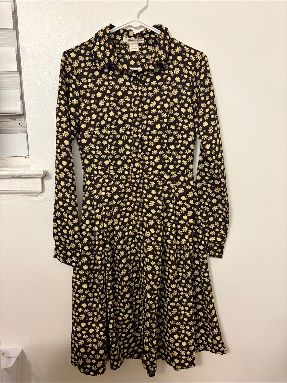 ASOS Black Floral Button-Front Shirt Dress by Grana